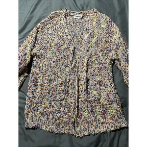 Haptics Boho Oversized Popcorn Cardigan X-Large Open Front Pockets